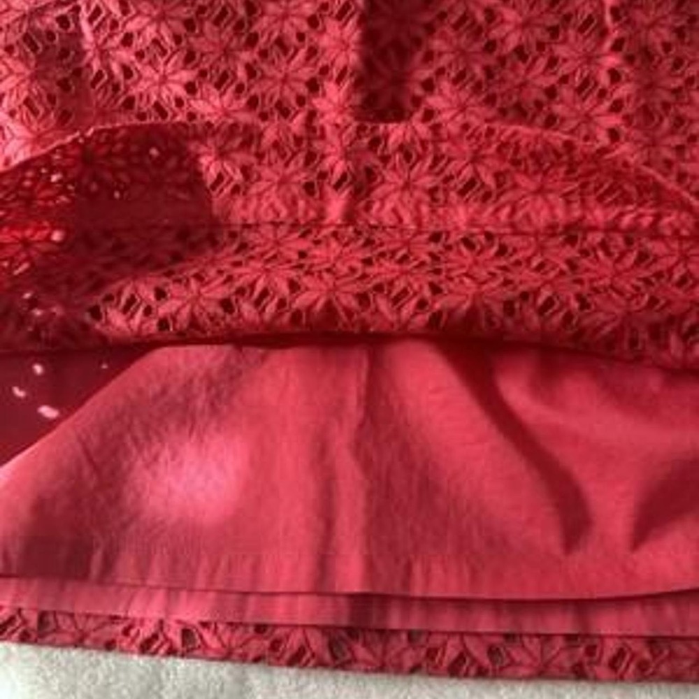 Ann Taylor Petites - Lined, Eyelet Flowered, Bold Pink Color A Line Skirt. 12P - Picture 5 of 8